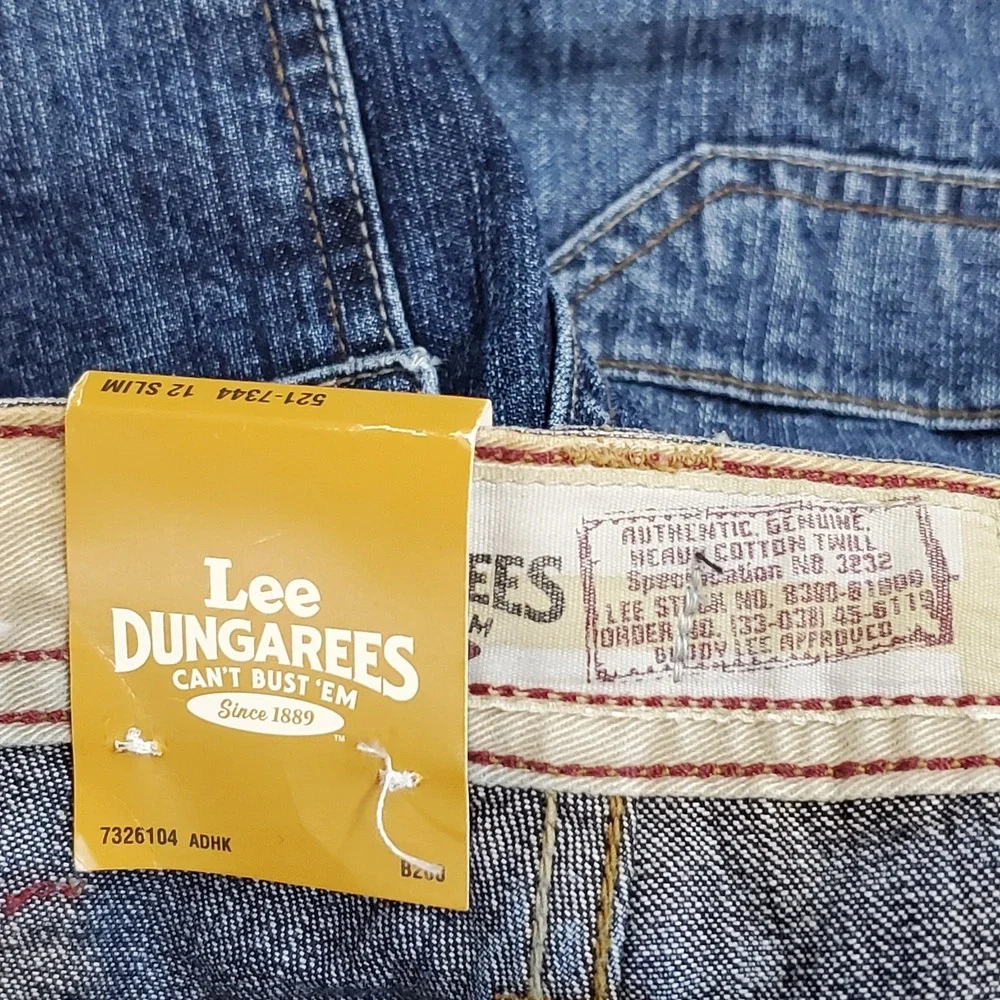 VINTAGE Lee Boys Shorts 12 SLIM Blue Denim Cargo Grunge Skater Dungarees Y2K NWT